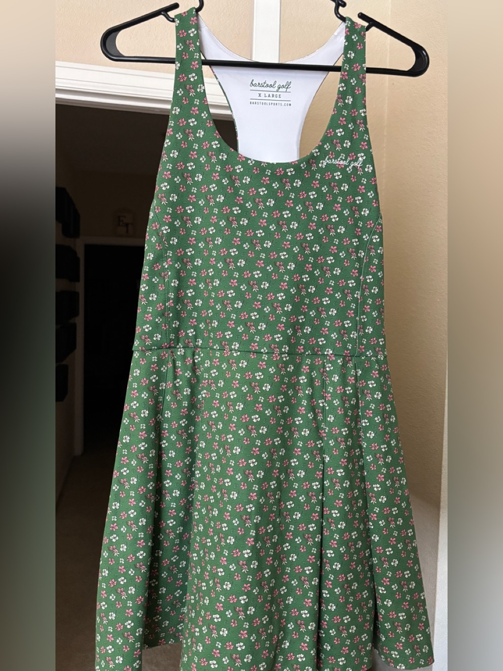 Barstool Golf Green Floral Racerback Dress with attached shorts
